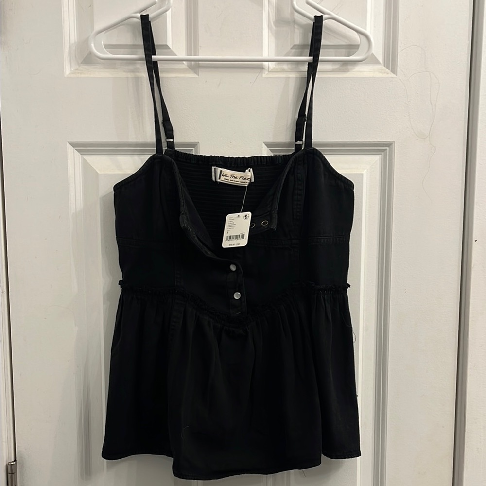 NWT We The Free Black Denim Camisole Top